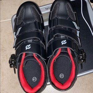 Peloton Black Cycling Shoes with Red Liner